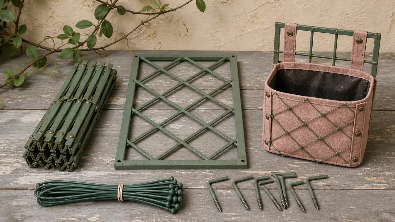 Treillis plantes grimpantes bois et métal, extensible pour clématite