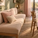Banquette salle à manger beige rosé : confort et espace libéré