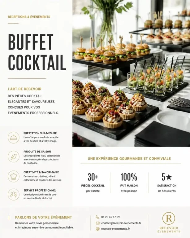 Buffet cocktail professionnel organisé par Lallier Traiteur à Suresnes