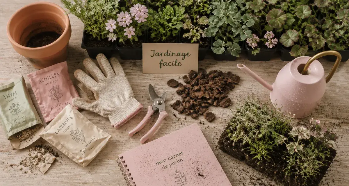 Jardinage simple : pots, graines et outils pour entretien minimal