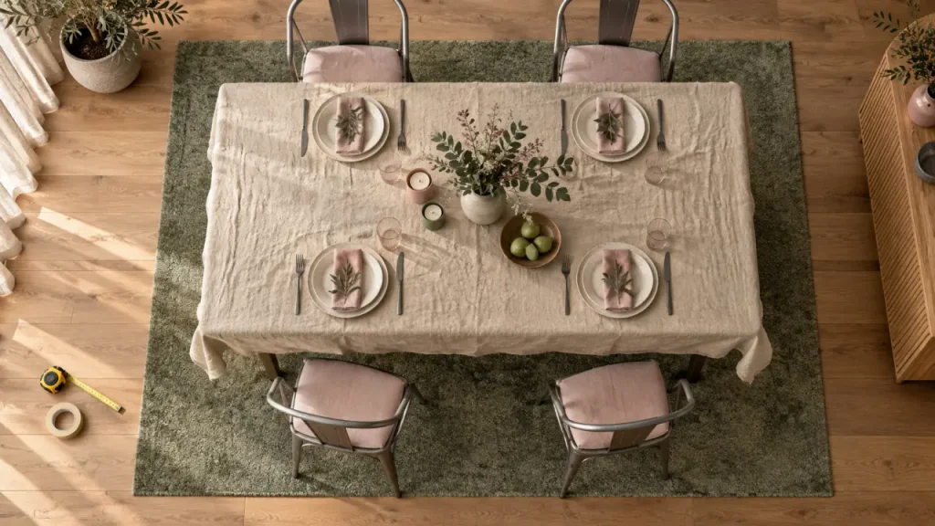 Tapis pour salle à manger : 60 cm de débord pour des chaises qui ne butent plus