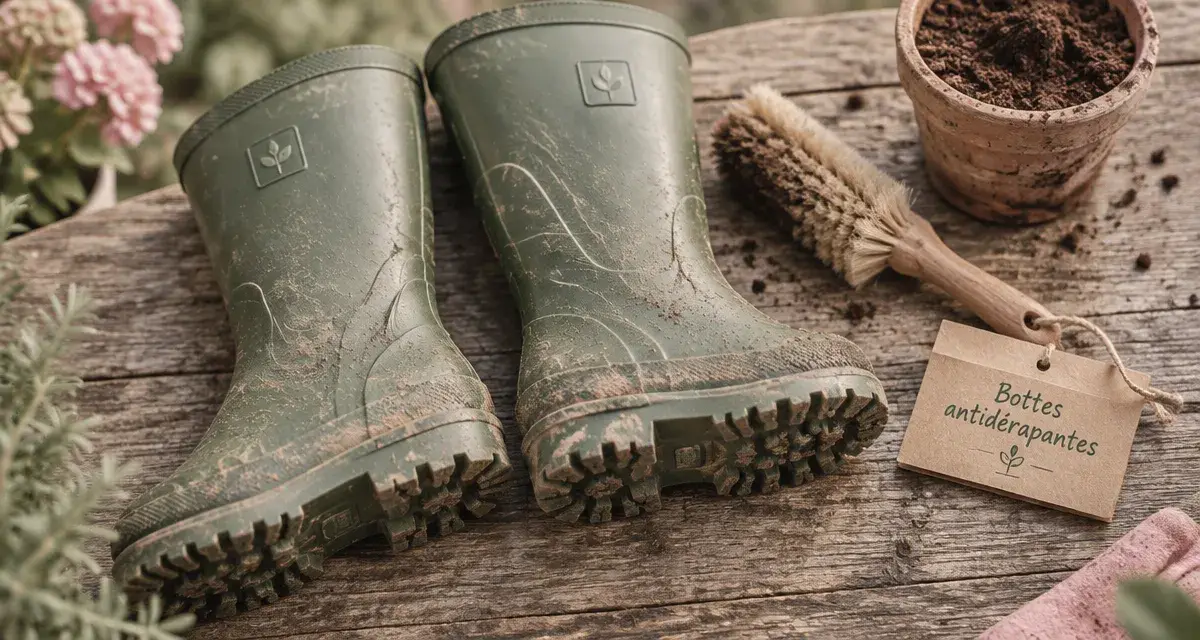 Botte de jardinage antidérapante pour marcher dans la boue