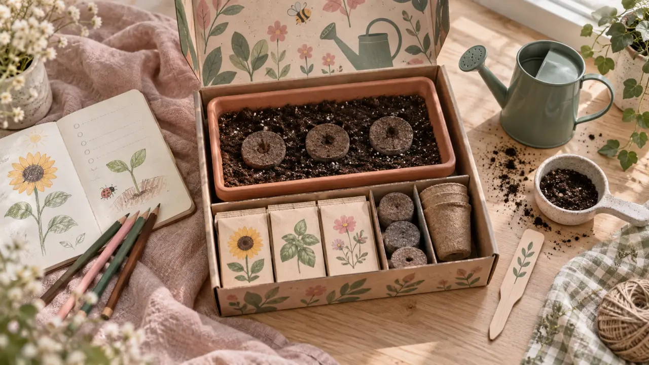 Kit jardinage enfant : mini bac de terre cuite et graines pour voir les premières pousses