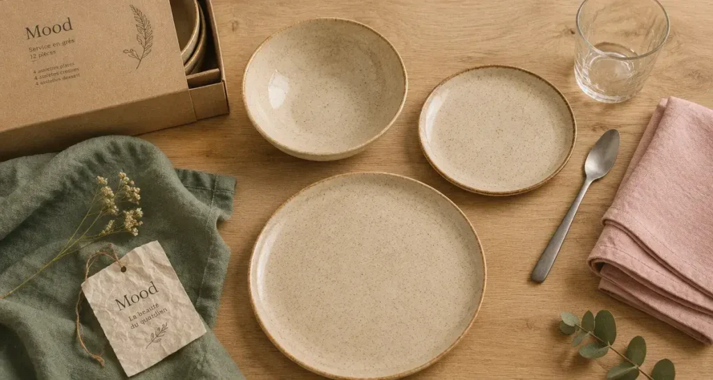 Service de table Carrefour : le coffret Mood de 12 pièces pour quatre couverts